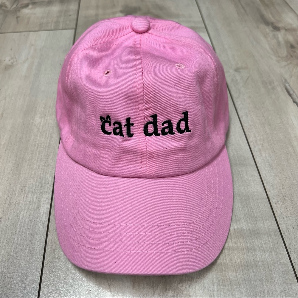 Unisex baseball hat- cat dad- pink